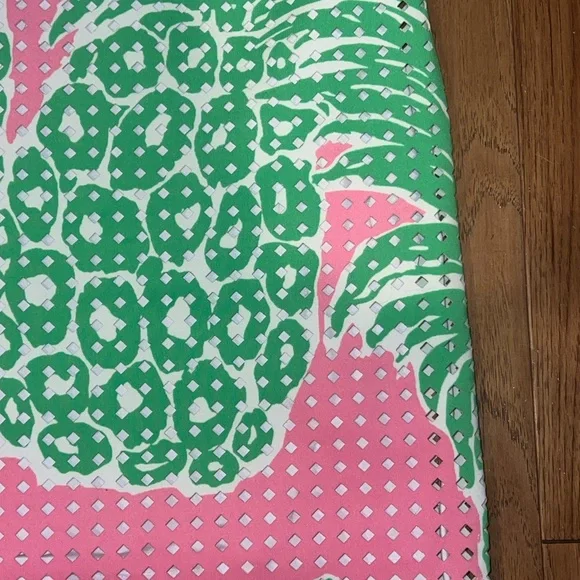 Lilly Pulitzer Perla Pink Laser Cut Scuba Shift Dress Pink and Green - Picture 5 of 13